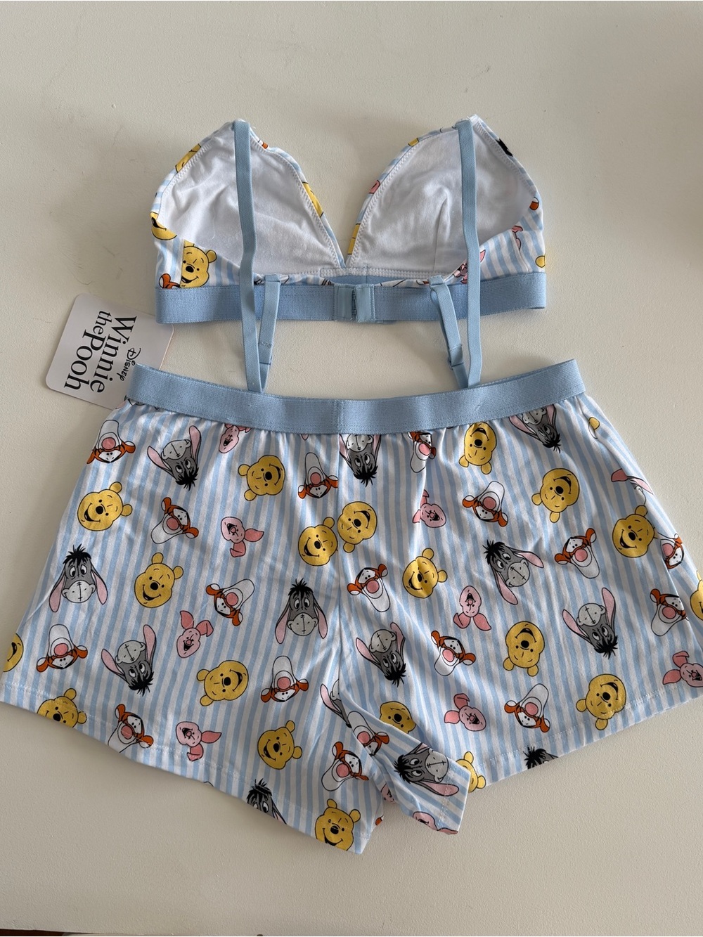 Winnie the Pooh Blue Stripe Girls' Sleep Set - Top & Shorts - Picture 3 of 3